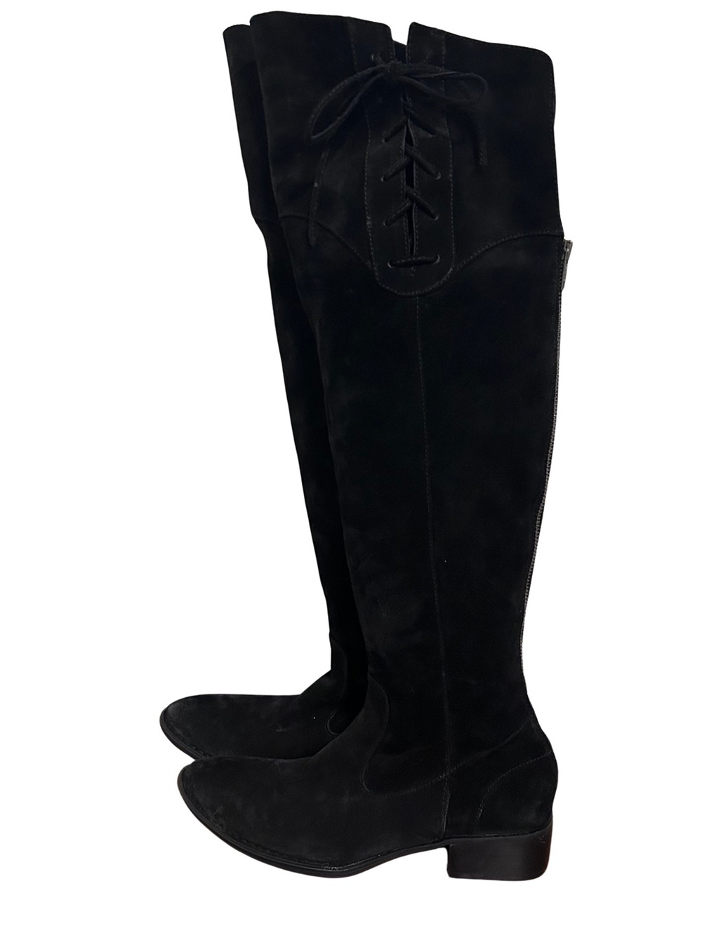 Born Black Suede Over-the-Knee Lace-Up Tall Riding Festival Boots Size 8